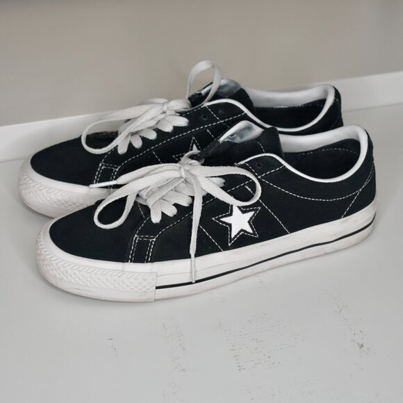 Converse One Star Pro Black & White Suede Skate Shoes - Picture 4 of 6